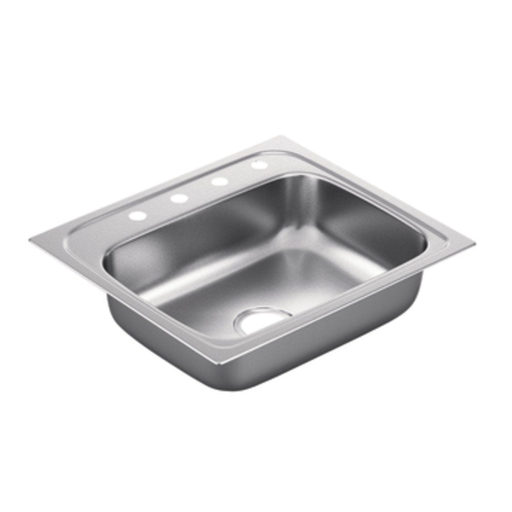 Moen G221984 2200 Series 22 Gauge Single Bowl Drop In Sink, Stainless Steel