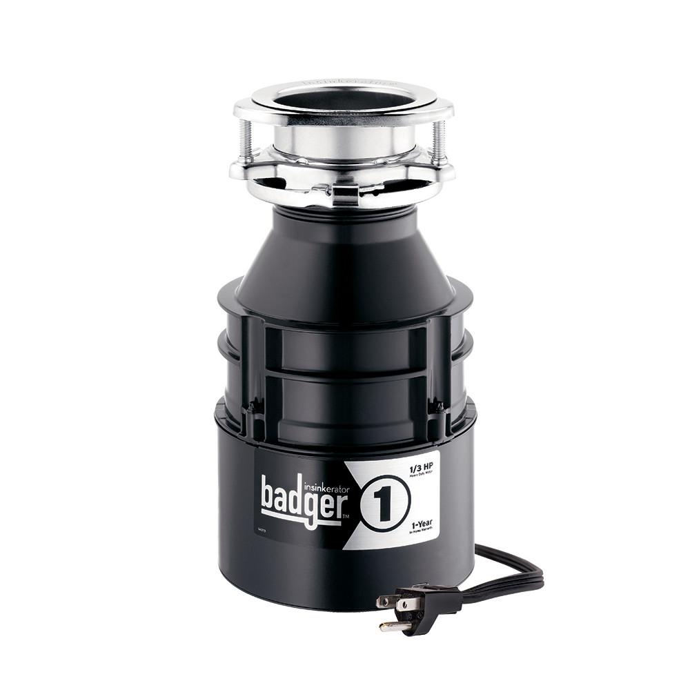 InSinkErator BADGER 1 W/C 1/3HP Continuous Feed Garbage Disposal w/ Power Cord
