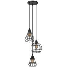 Load image into Gallery viewer, Globe Electric 65624 Jorah 3-Light Oil-Rubbed Bronze Cage Cluster Pendant
