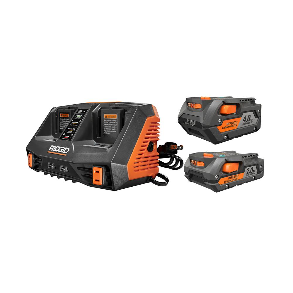 RIDGID AC840094SB 18V Li-Ion Dual Port Sequenchal Charger Kit