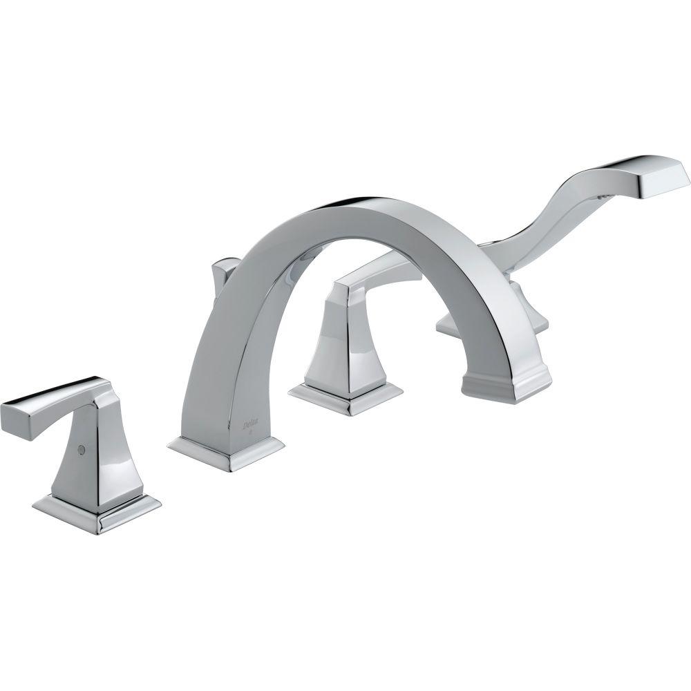 Delta T4751 Dryden 2-Handle Deck-Mount Roman Tub Faucet Trim Kit Only, Chrome