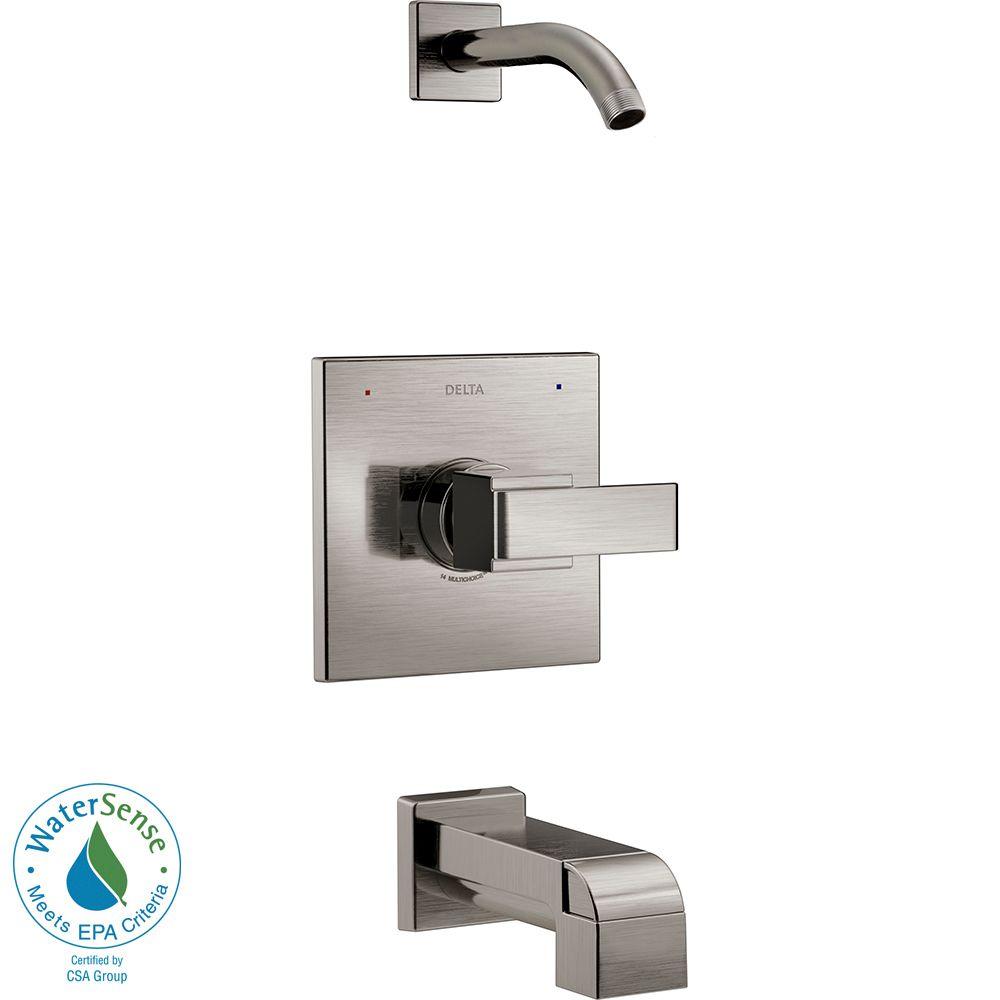 Delta T14467-SSLHD Ara 1-Handle Tub and Shower Faucet Trim Kit in Stai ...