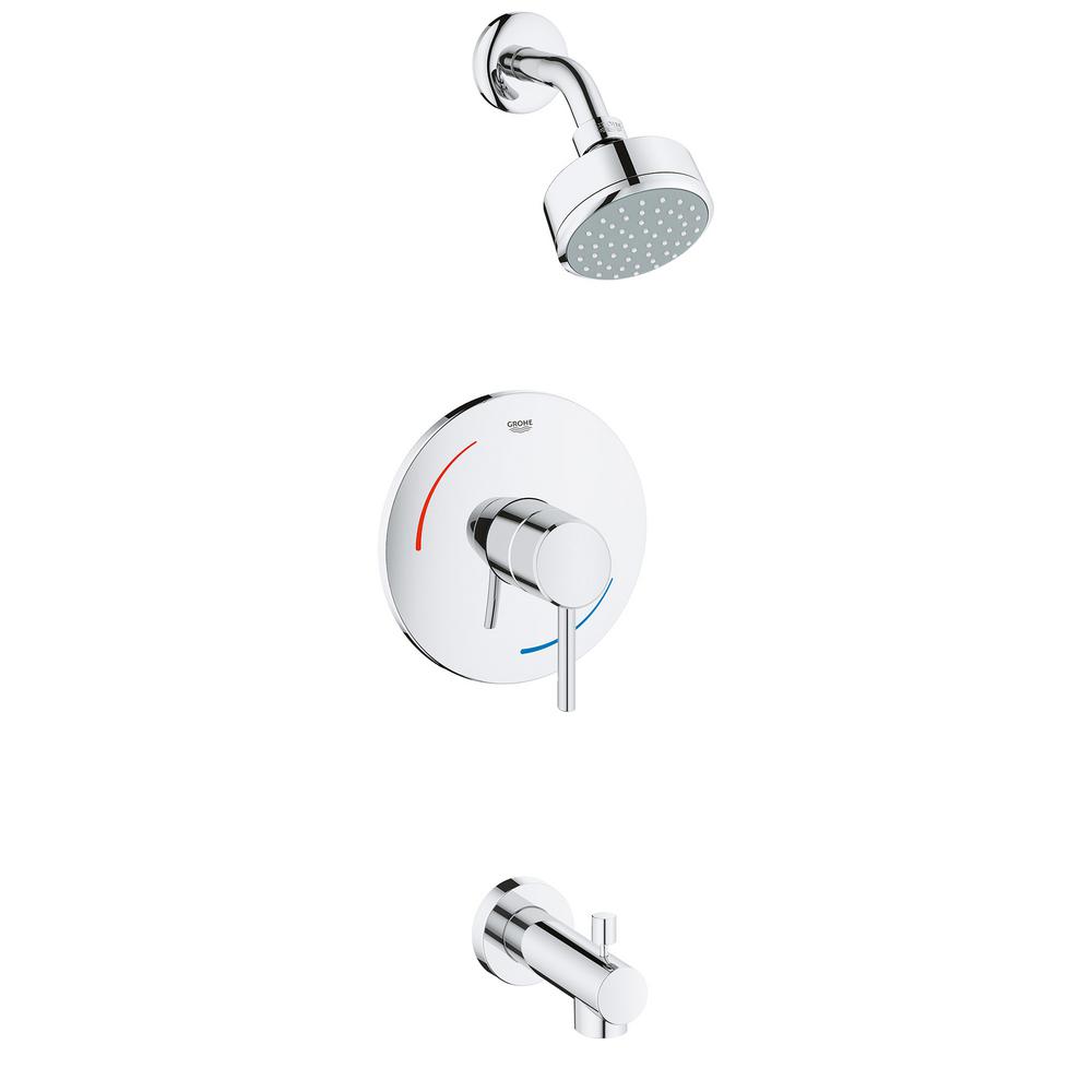 GROHE 35073001 Concetto 1-Handle 2-Spray Tub & Shower Faucet StarLight Chrome