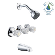 Load image into Gallery viewer, Glacier Bay 834-0201 Aragon 3-Handle 1-Spray Tub and Shower Faucet in Chrome
