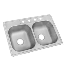 Load image into Gallery viewer, Glacier Bay HDDB332284 Drop-In Stainless Steel 33&quot; 4-Hole 2-Bowl Kitchen Sink
