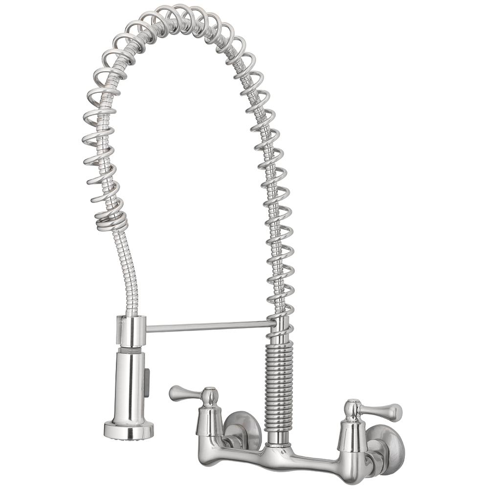 Tosca 255-K820-SS-T 2-Handle Wall-Mount Pull-Down Sprayer Kitchen Faucet in SS