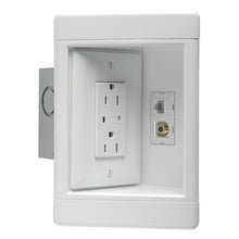 Load image into Gallery viewer, 1-Gang Recessed TV Media Box Kit with Surge Suppressing Outlet TV1WMTVSSWCC2
