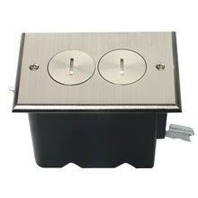 Load image into Gallery viewer, Slater Nickel 1-Gang Floor Box with Tamper-Resistant Duplex Outlet FB1TRDRN
