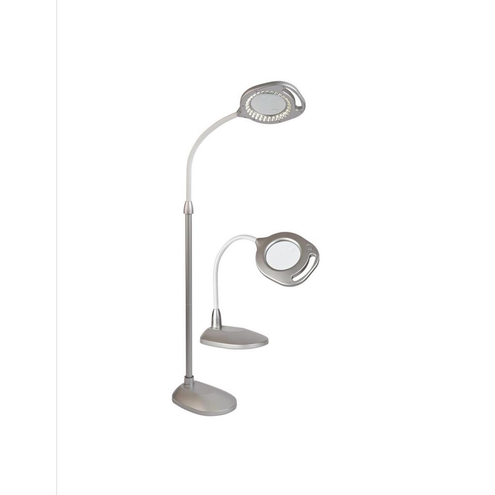 OttLite 43828C 56.75 in. LED 2-in-1 Magnifier Gray Floor and Table Lamp