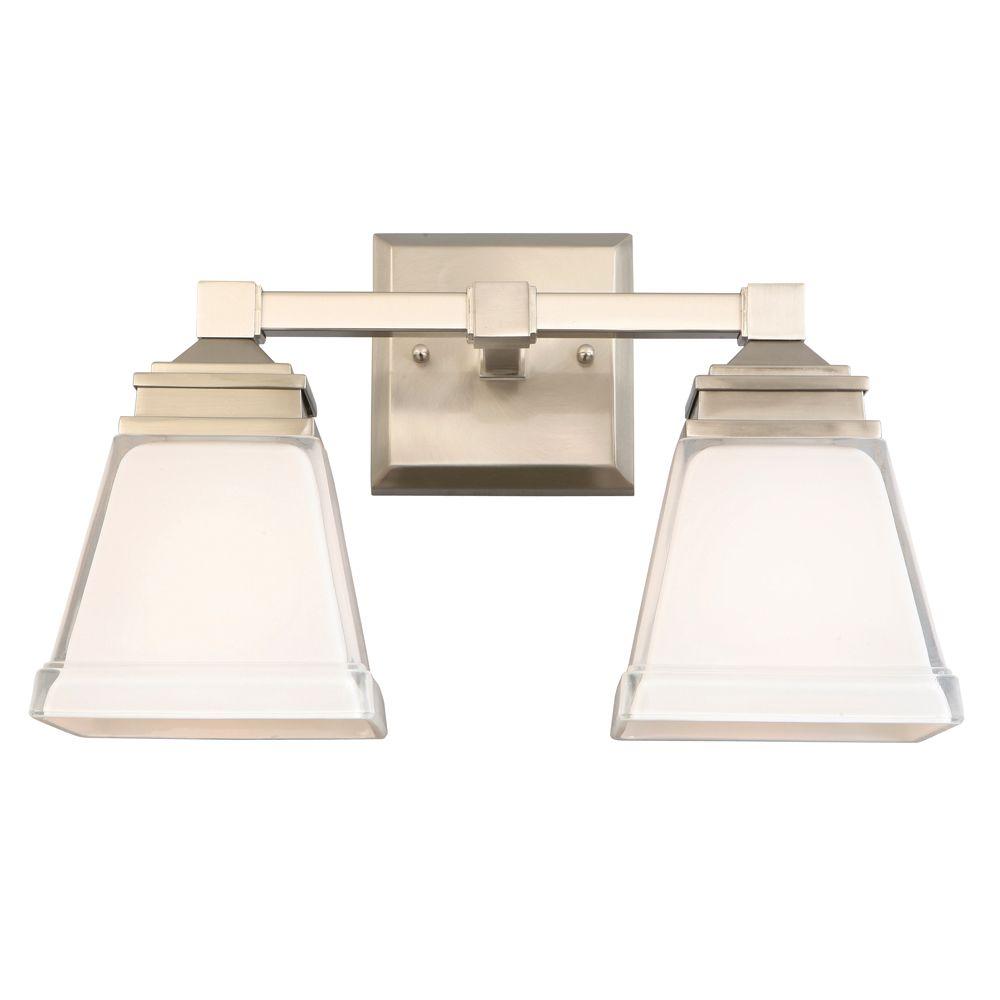 Hampton Bay HJC1392A-3 Landray 2-Light Brushed Nickel Vanity Light 1001254666