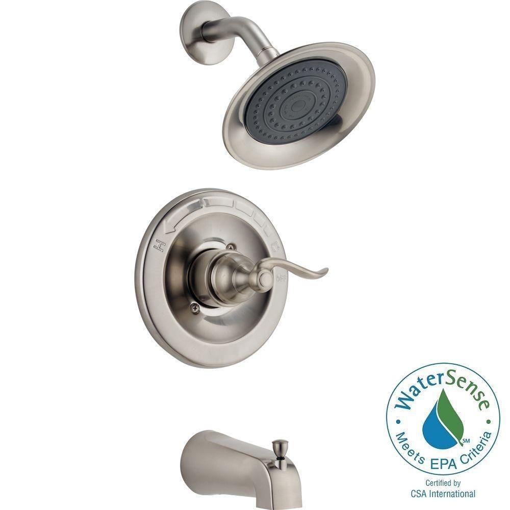 Delta BT14496-SS Windemere 1-Handle Tub and Shower Faucet Trim Kit, Stainless