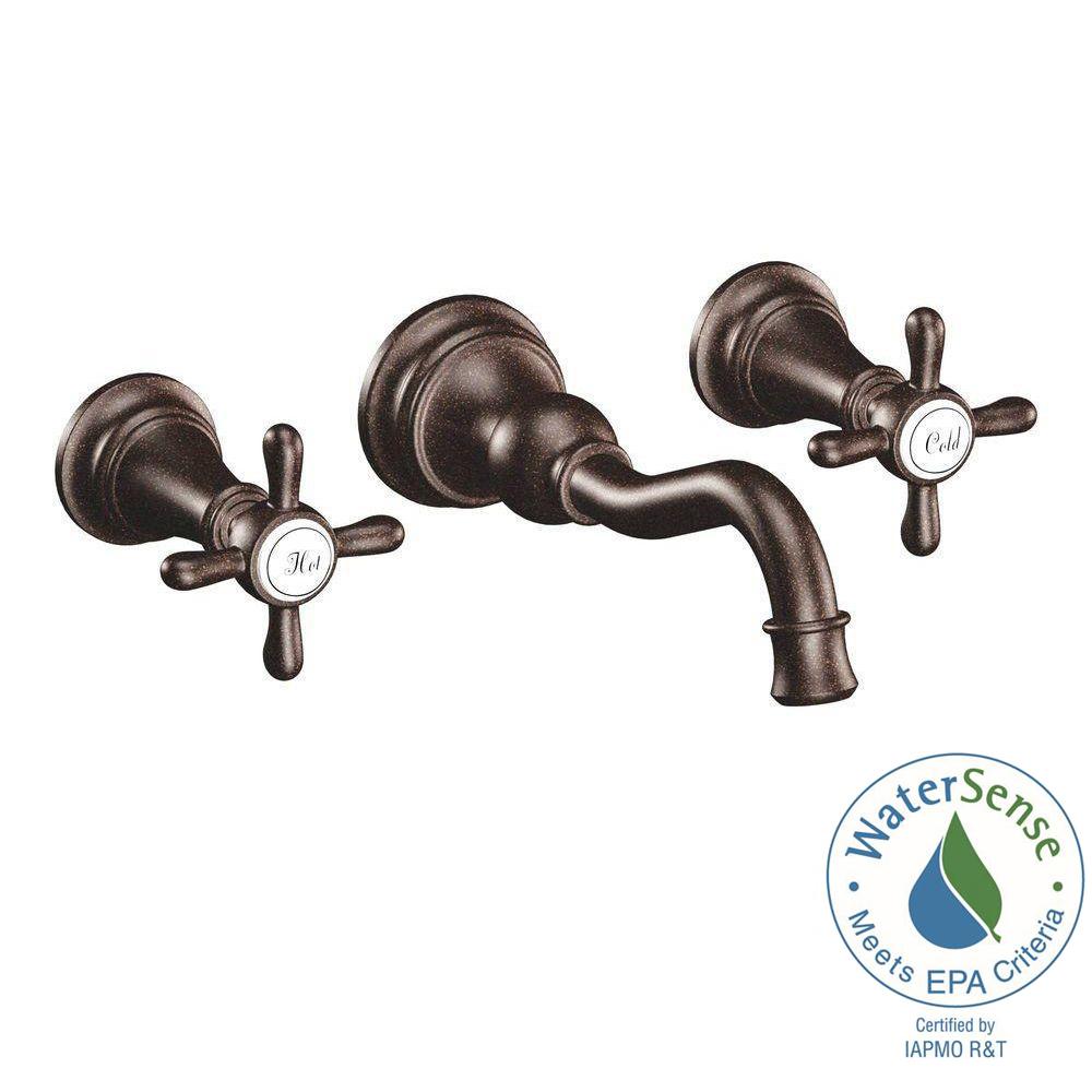 MOEN TS42112ORB Weymouth Wall Mount High-Arc Bathroom Faucet Oil Rubbed Bronze