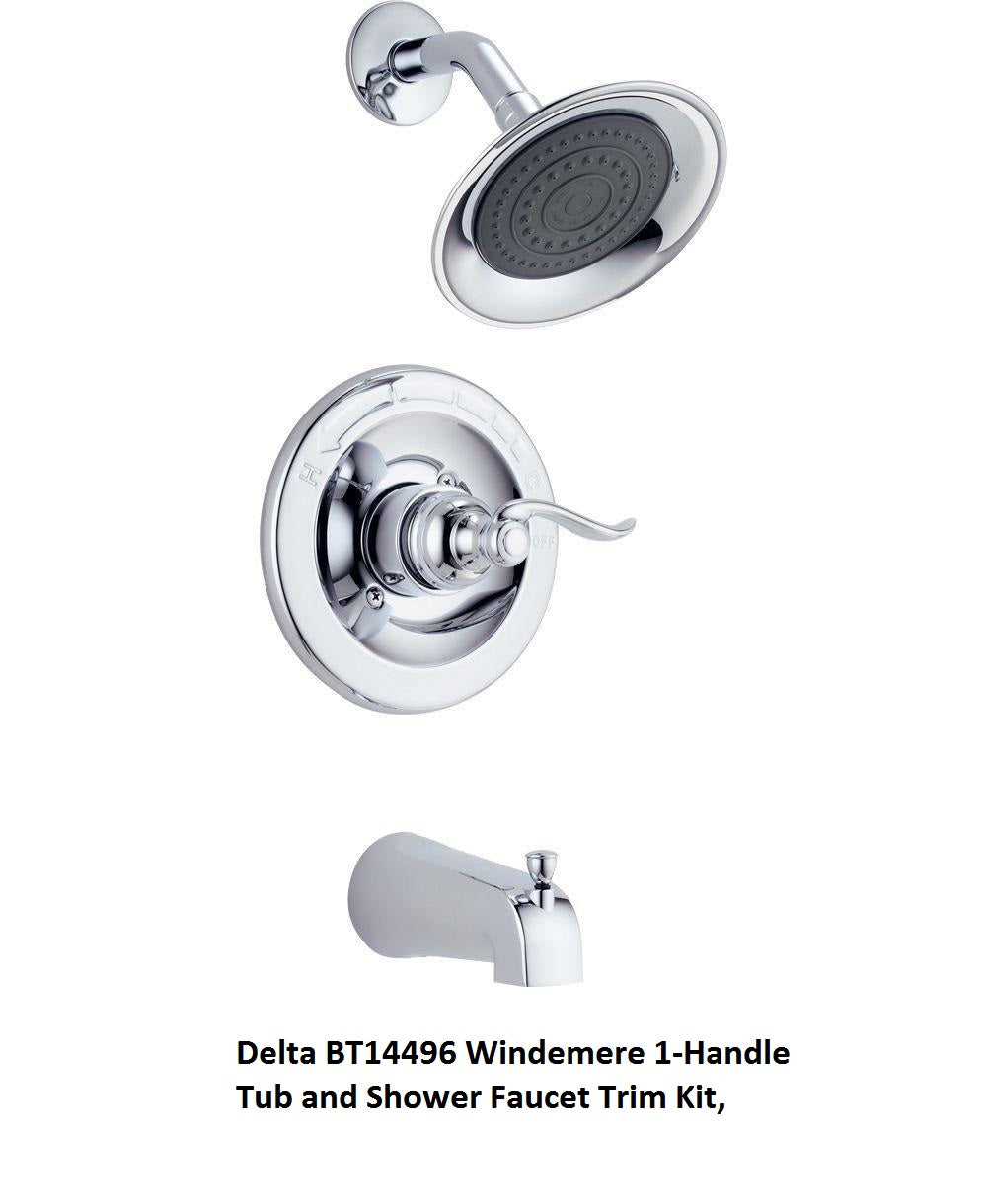 Delta BT14496 Windemere 1-Handle Tub and Shower Faucet Trim Kit, Chrome