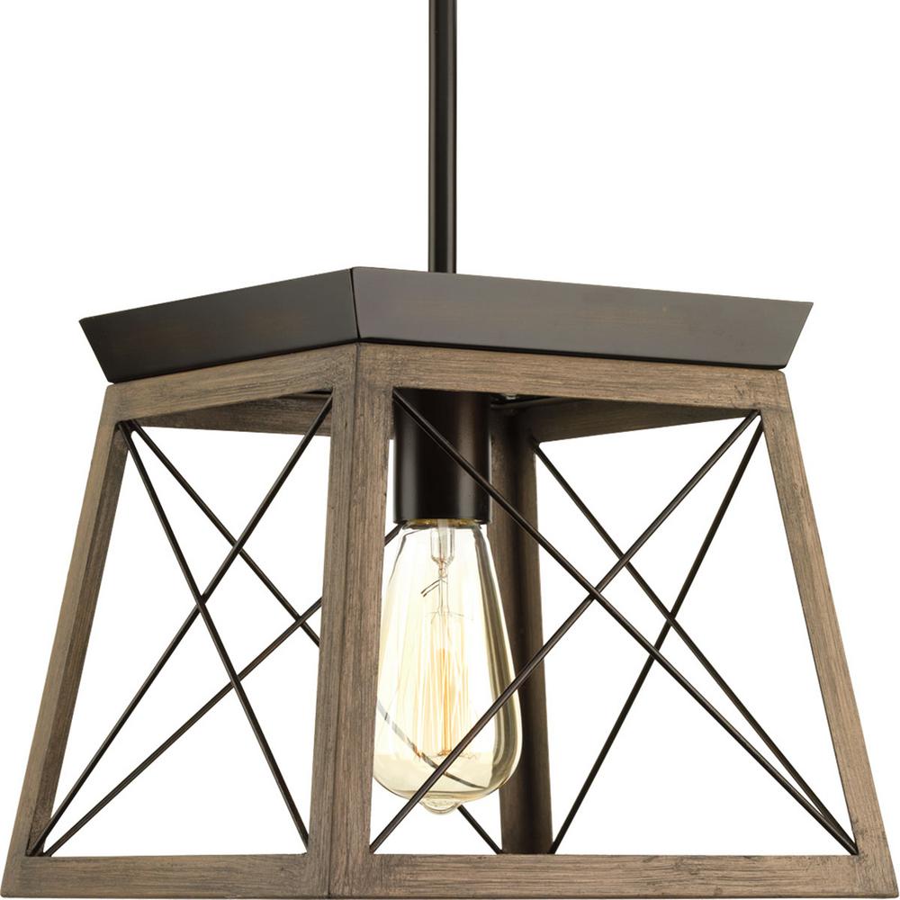 Progress Lighting P500041-020 Briarwood 10 in. 1-Light Antique Bronze Pendant