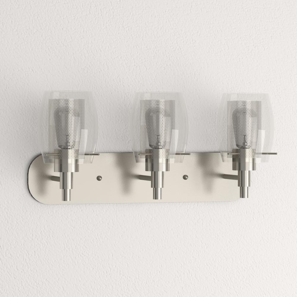 Hampton Bay 18759-4 Arnstein 3-Light Brushed Nickel Vanity Fixture 1001300049