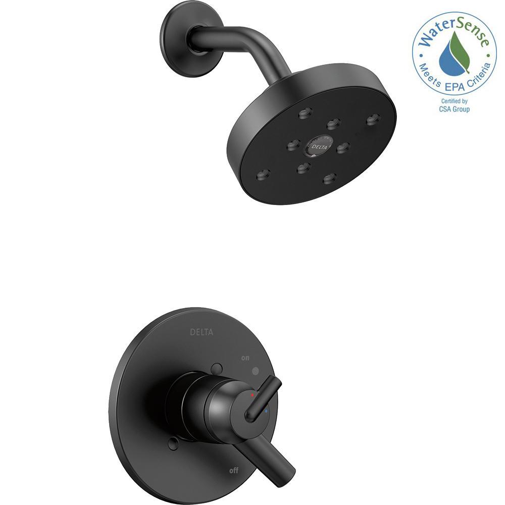 Delta T17259-BL Trinsic 1-Handle Wall Mount Shower Trim Kit in Matte Black
