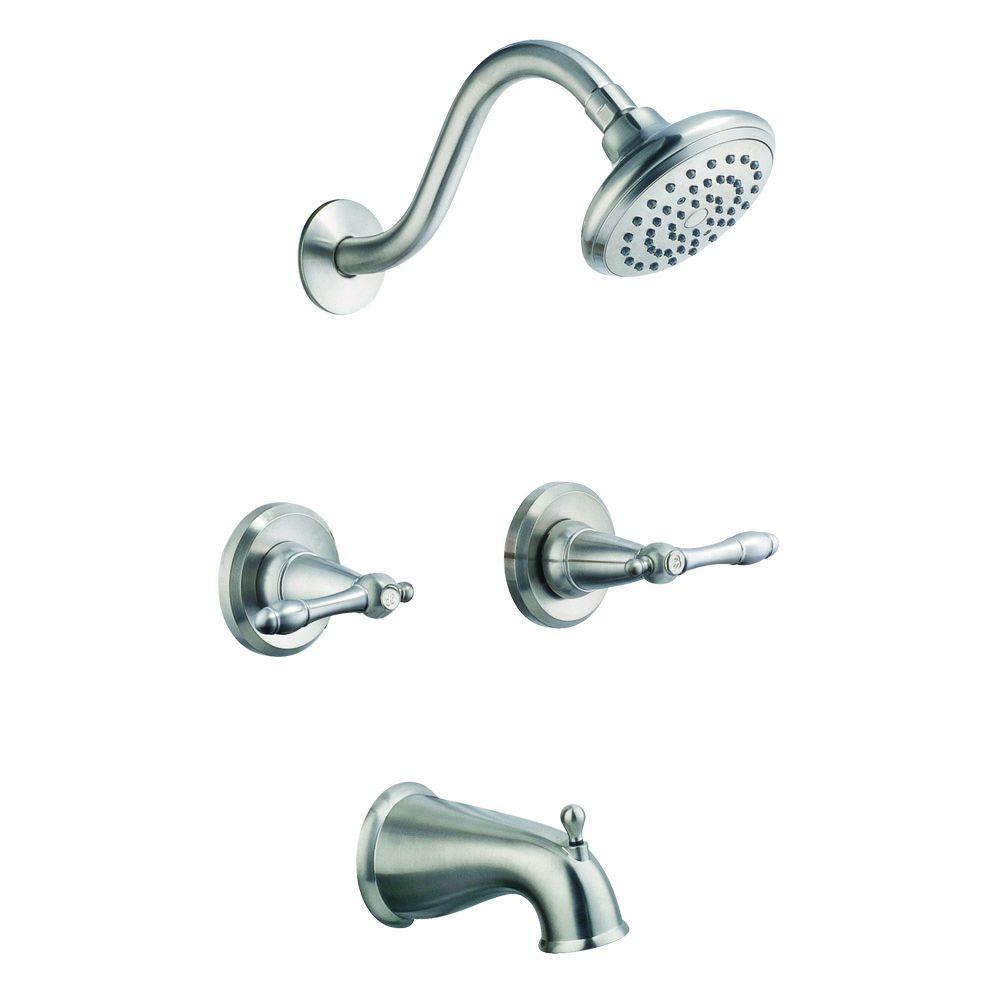 Design House 523480 Oakmont 2-Handle 1-Spray Tub & Shower Faucet Satin Nickel