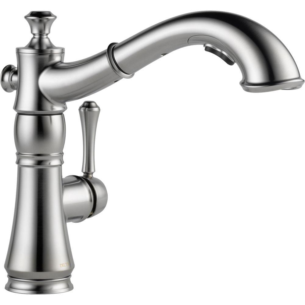 Delta 4197-AR-DST Cassidy 1-Handle Pull-Out Kitchen Faucet, Arctic Stainless