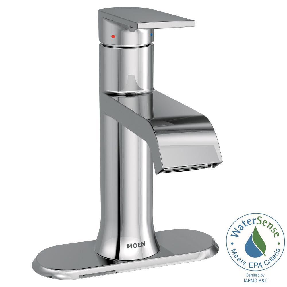 MOEN 6702 Genta 1-Hole 1-Handle Bathroom Faucet w/ Drain Assembly, Chrome