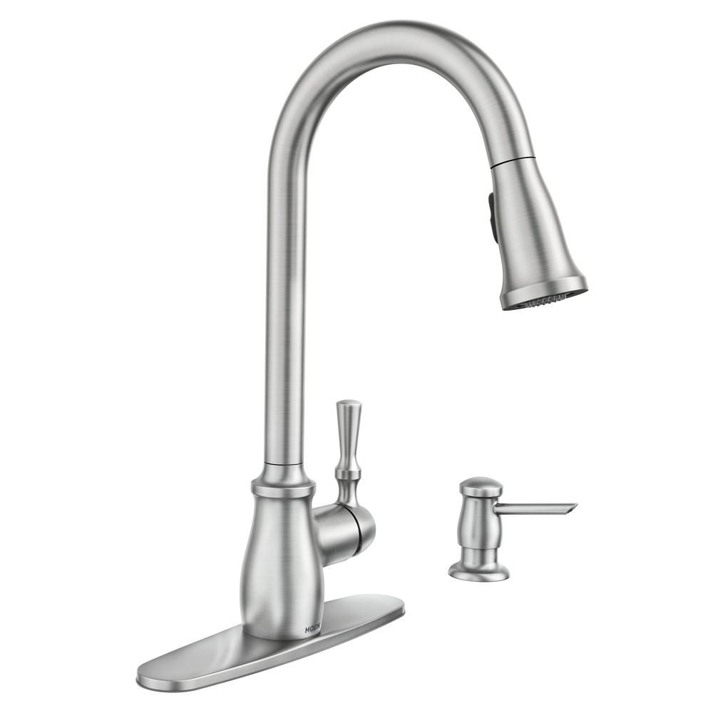 MOEN 87808SRS Fieldstone 1-Handle Pull-Down Sprayer Kitchen Faucet Stainless
