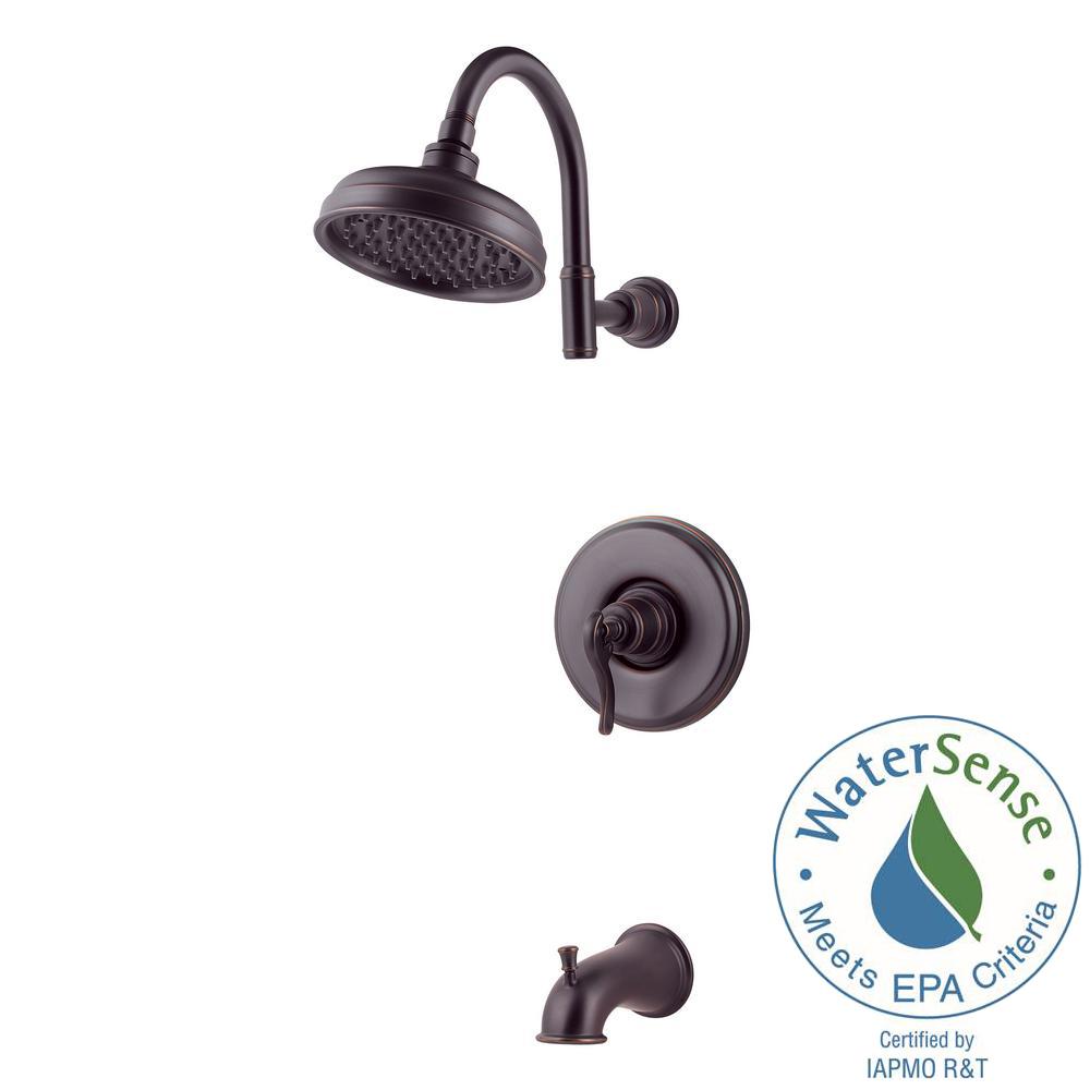 Pfister 808-WSYP0Y Ashfield 1-Handle 1-Spray Tub & Shower Faucet Tuscan Bronze