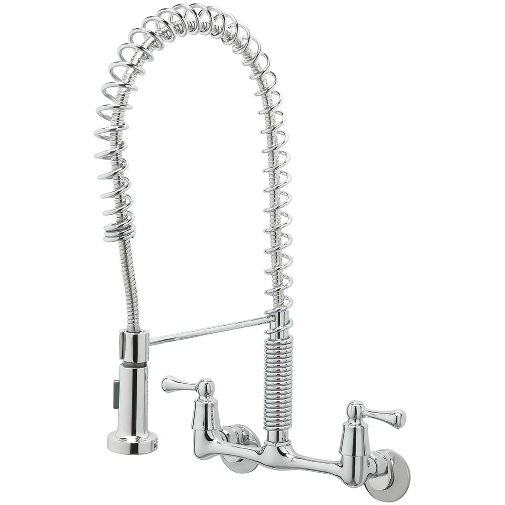 Tosca 255-K820-T 2-Handle Wall-Mount Pull-Down Sprayer Kitchen Faucet Chrome